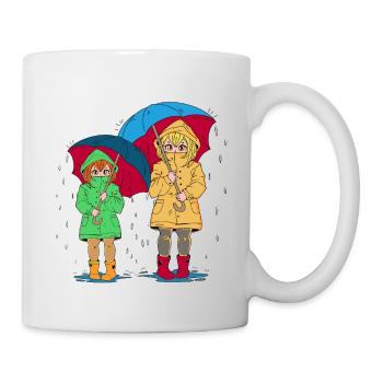 Fille, Frère Ou Sœur, Soeur, Parapluie - Mug blanc - blanc - Droite