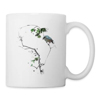Japanese bird on tree branch - Mug - white - Right