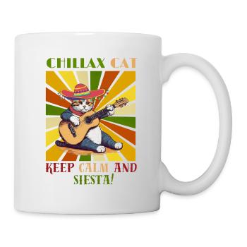 Chillax Cat is playing mexican music on guitar. - Mug - white - Right