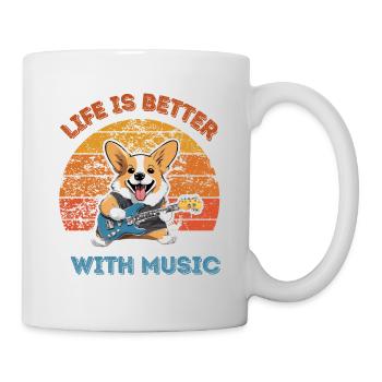 Life is better with music, corgi guitar player - Mug - white - Right