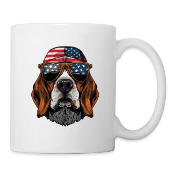 Beagle Dog with American Sunglasses - Mug - white - Right