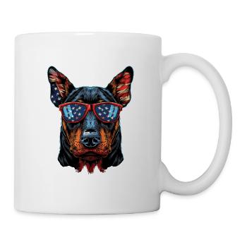 Doberman Pinscher with American Sunglasses - Mug - white - Right