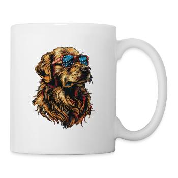 Golden Retriever with American Sunglasses - Mug - white - Right