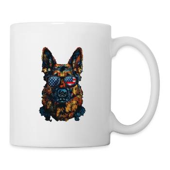 German Shepherd with American Sunglasses - Mug - white - Right