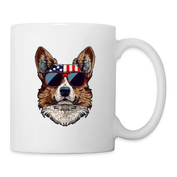 Pembroke Welsh Corg with American Sunglasses - Mug - white - Right