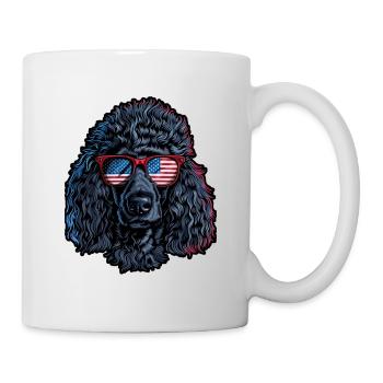 Poodle with American Sunglasses - Mug - white - Right