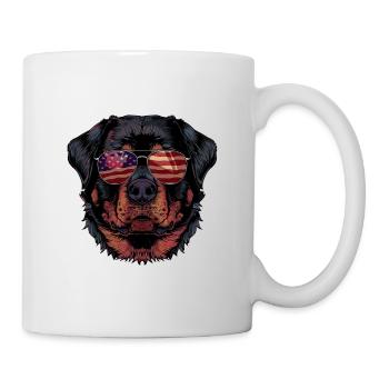 Rottweiler with American Sunglasses - Mug - white - Right