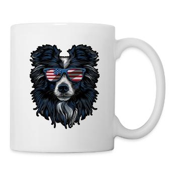 Shetland Sheepdog with American Sunglasses - Mug - white - Right
