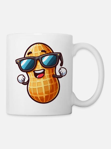 Erdnuss mit Sonnenbrille lustig funny - Tasse - Weiß
