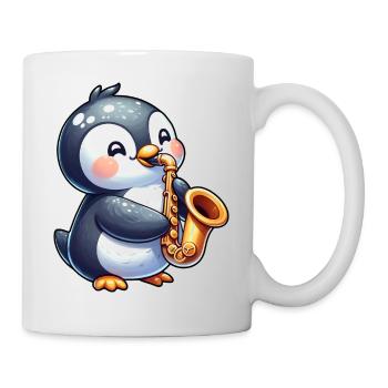 Pinguin Saxofonist Jazz Konzert - Tasse - Weiß - Rechts