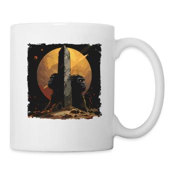 Affen und Monolith: Science-Fiction - Tasse - Weiß - Rechts