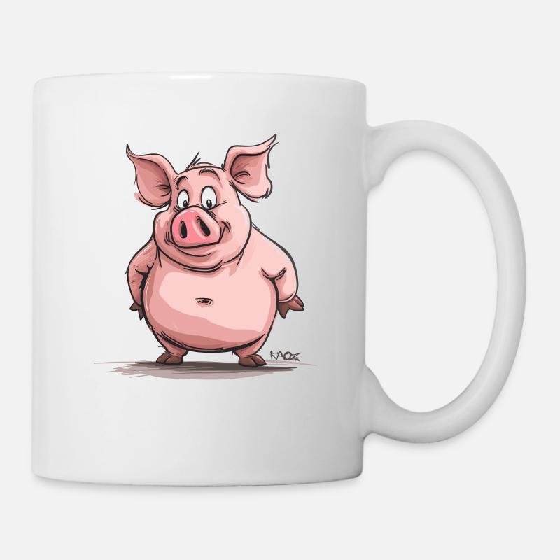 Dickes, pummeliges, super lustiges süßes Schwein - Tasse - Weiß