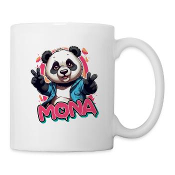 MONA - Schöner Mädchen Name mit coolem Panda - Tasse - Weiß - Rechts