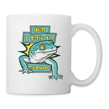 Je parle aux geckos lézard Gekkota léopard huppé - Mug blanc - blanc - Droite