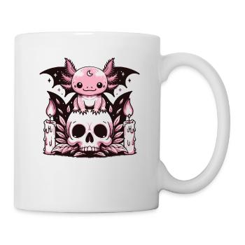 Kawaii Pastel Goth Cute Creepy Axolotl Fledermaus - Tasse - Weiß - Rechts