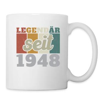 Legendär seit 1948 Geburtstagsgeschenk - Tasse - Weiß - Rechts