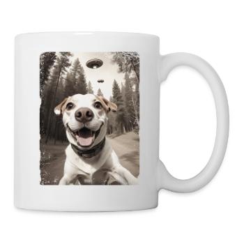 Hunde Selfie Mit Außerirdischem Raumschiff - Tasse - Weiß - Rechts