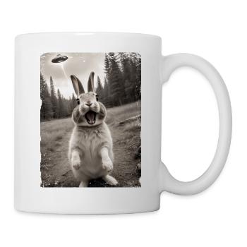 Lustiges Hasen Selfie Außerirdisches Raumschiff - Tasse - Weiß - Rechts