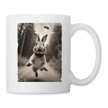Lustiges Hasen Selfie Außerirdisches Raumschiff - Tasse - Weiß - Rechts