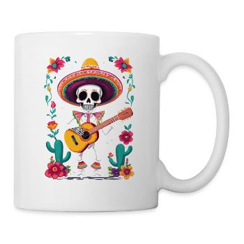 Mexican Mariachi Skeleton Guitarist Fiesta - Mug - white - Right
