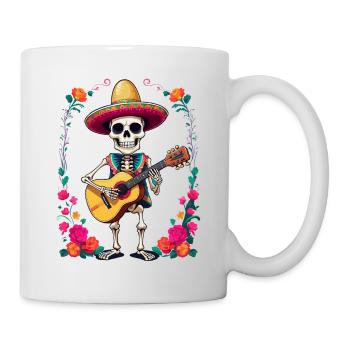 Mexican mariachi skeleton guitarist - Mug - white - Right