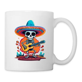Mexican mariachi skeleton guitarist - Mug - white - Right