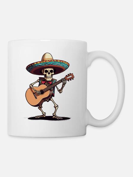Mexikanischer Mariachi Skelett Gitarrist - Tasse - Weiß
