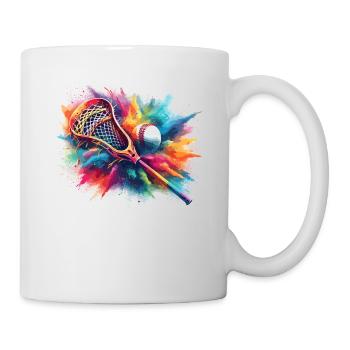 Buntes Lacrosse-Spieler-Sportteam-Spiel - Tasse - Weiß - Rechts