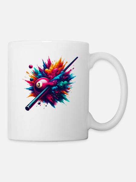 Colorful Billiard Pool Player Snooker Billiards - Mug - white