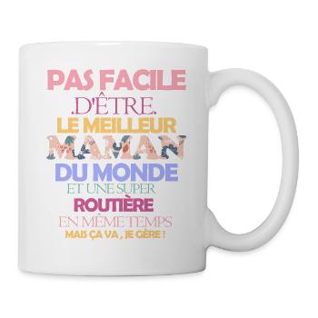 Pas facile maman et routière - Mug blanc - blanc - Droite