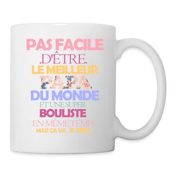 Pas facile meilleur papa et super bouliste - Mug blanc - blanc - Droite