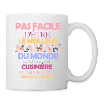 Pas facile super maman cuisinière - Mug blanc - blanc - Droite
