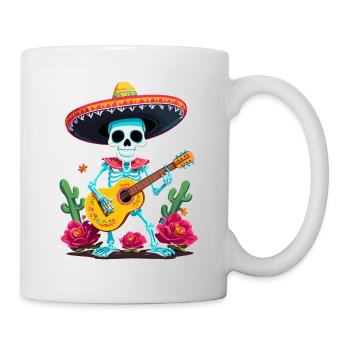 Mexican Mariachi Skeleton Guitarist Fiesta - Mug - white - Right