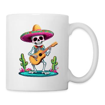 Mexican Mariachi Skeleton Guitarist Fiesta - Mug - white - Right