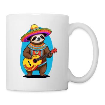 Faultier Mexikanischer Mariachi Gitarrenmusik - Tasse - Weiß - Rechts