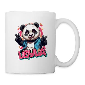 LEYLA - Schöner Mädchen Name mit coolem Panda - Tasse - Weiß - Rechts