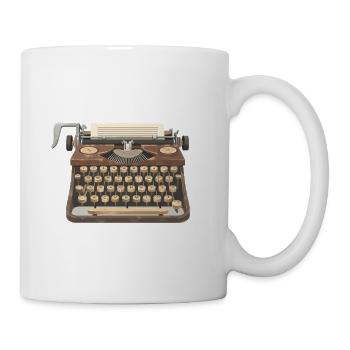 Vintage typewriter with paper in 2D illustration - Mug - white - Right