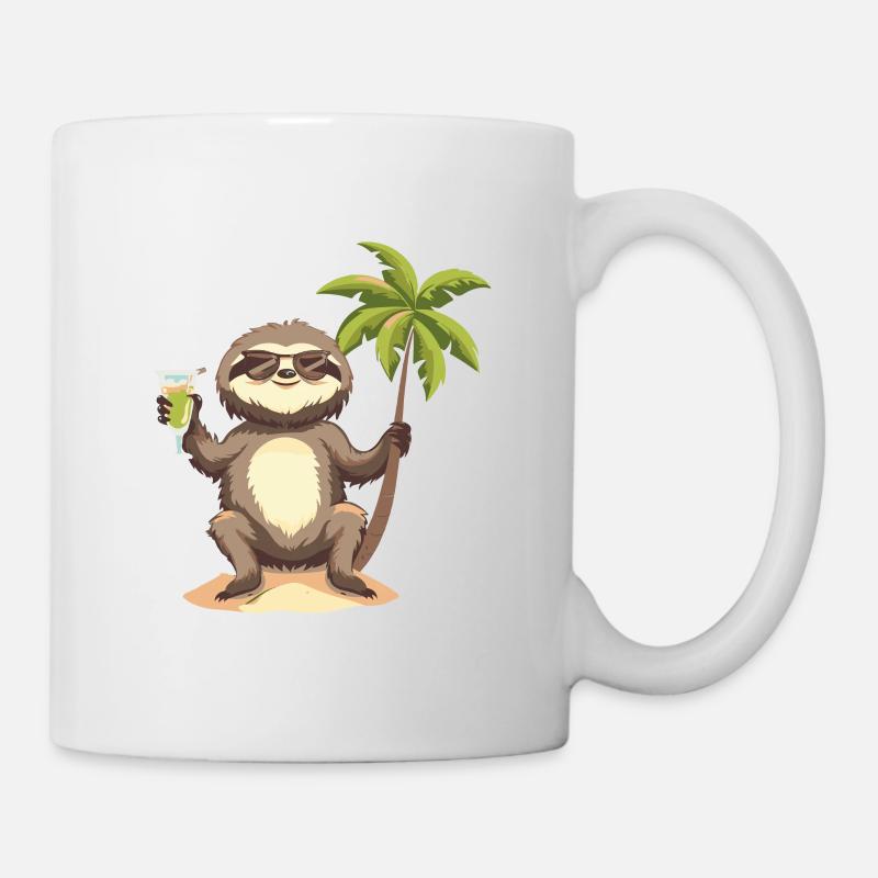 Faultier Sommer Urlaub - Tasse - Weiß