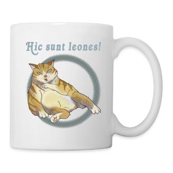 Hic sunt leones: mollige Katze - Tasse - Weiß - Rechts