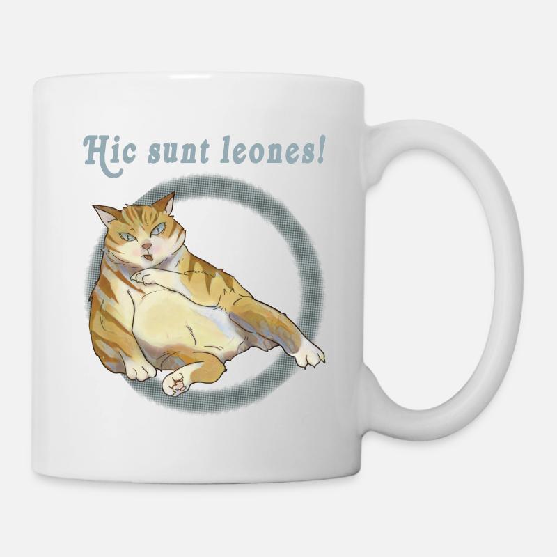 Hic sunt leones: chubby cat - Mug - white