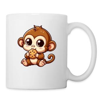Affe Schimpanse nascht Cookies - Tasse - Weiß - Rechts