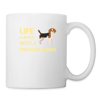 life is better with a tricolor beagle - Mug - white - Right