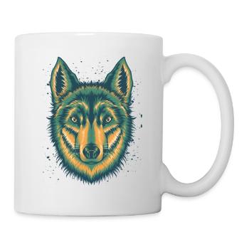T-Shirt loup Cool Vintage loups verts chien canin - Mug blanc - blanc - Droite