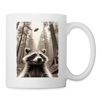 Funny Raccoon Selfie Alien Spaceship - Mug - white - Right