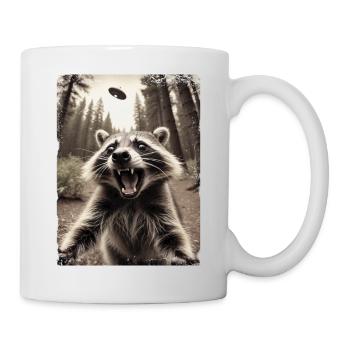Funny Raccoon Selfie Alien Spaceship - Mug - white - Right