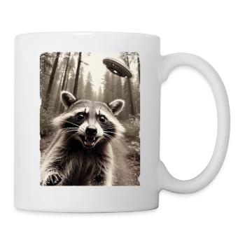 Funny Raccoon Selfie Alien Spaceship - Mug - white - Right