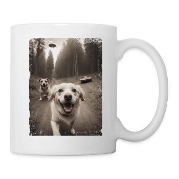 Selfie de chiens avec conception de vaisseau spatial extraterrestre - Mug blanc - blanc - Droite