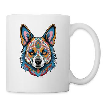 German Shepherd Dia de Muertos Day of the Dead - Mug - white - Right