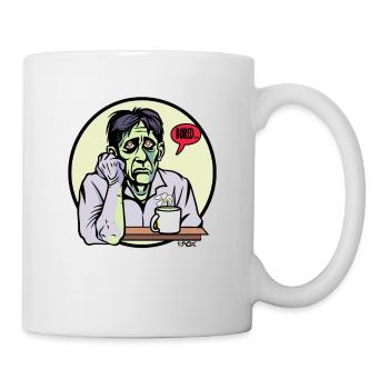 Bored zombie with coffee and flower - Mug - white - Right