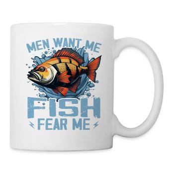 Men Want Me Fish Fear Me Tees Fishing - Mug - white - Right